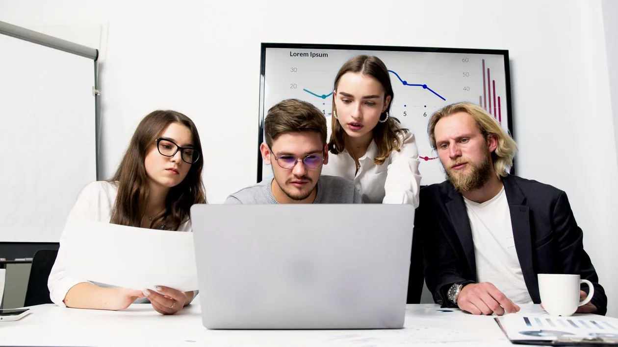 Professionals working together in a contemporary office